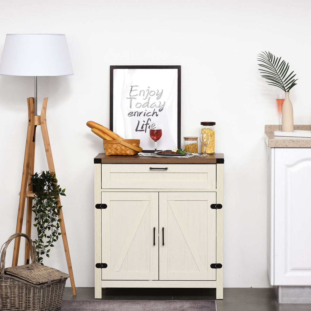Buy farmhouse furniture Farmhouse Style White Wooden Sideboard Kitchen Buffet Cabinet with Drawer and Shelf - Modern Cottage Farmhouse Furniture