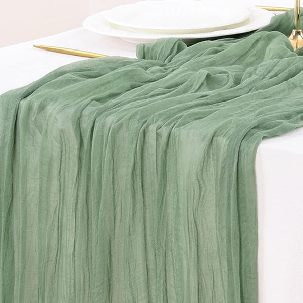 Buy farmhouse furniture Sage Green Cheesecloth Table Runner Fall Thanksgiving Boho Rustic Farmhouse Gauze 120 inch 10FT Cheese Cloth Runner for Wedding Party Baby Shower Birthday Home Decor Holiday - Modern Cottage Farmhouse Furniture