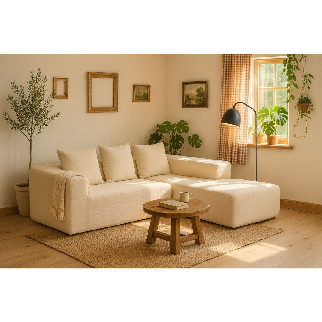 Buy farmhouse furniture Sole Terra | Simple Bouclé Minimalist Apartment Farmhouse Sofa Couch - Modern Cottage Farmhouse Furniture