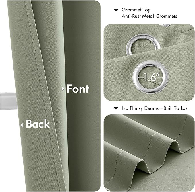 Buy farmhouse furniture The Fernwood | Sage Green Blackout Curtains 63 Inches Long 2 Panels - Modern Cottage Farmhouse Furniture