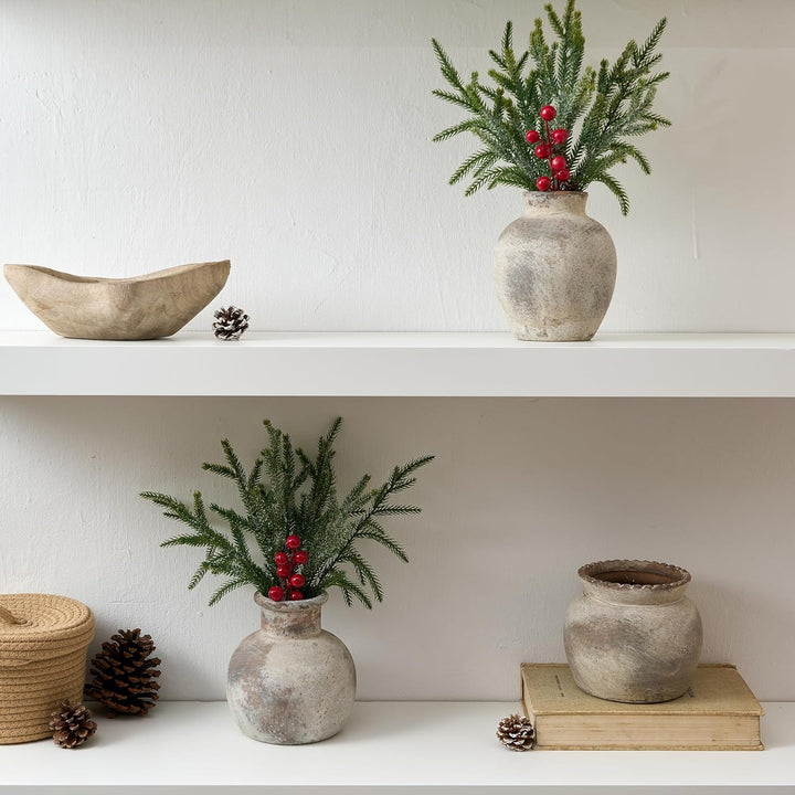 Buy farmhouse furniture Ceramic Rustic Farmhouse Vase | 6 Inch Pottery Decorative Flower for Home Decor | Boho Vase | Terracotta for Table, Living Room, Bathroom Decoration, Shelf Decor, Mantel - Modern Cottage Farmhouse Furniture