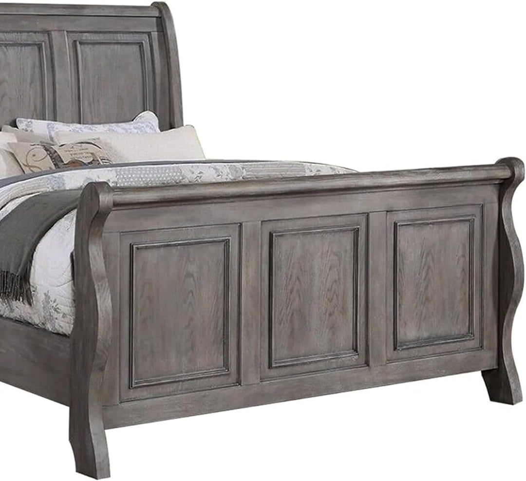 Buy farmhouse furniture Weathered Oak Farm | Grey Oak California King Size Farmhouse Bed - Modern Cottage Farmhouse Furniture