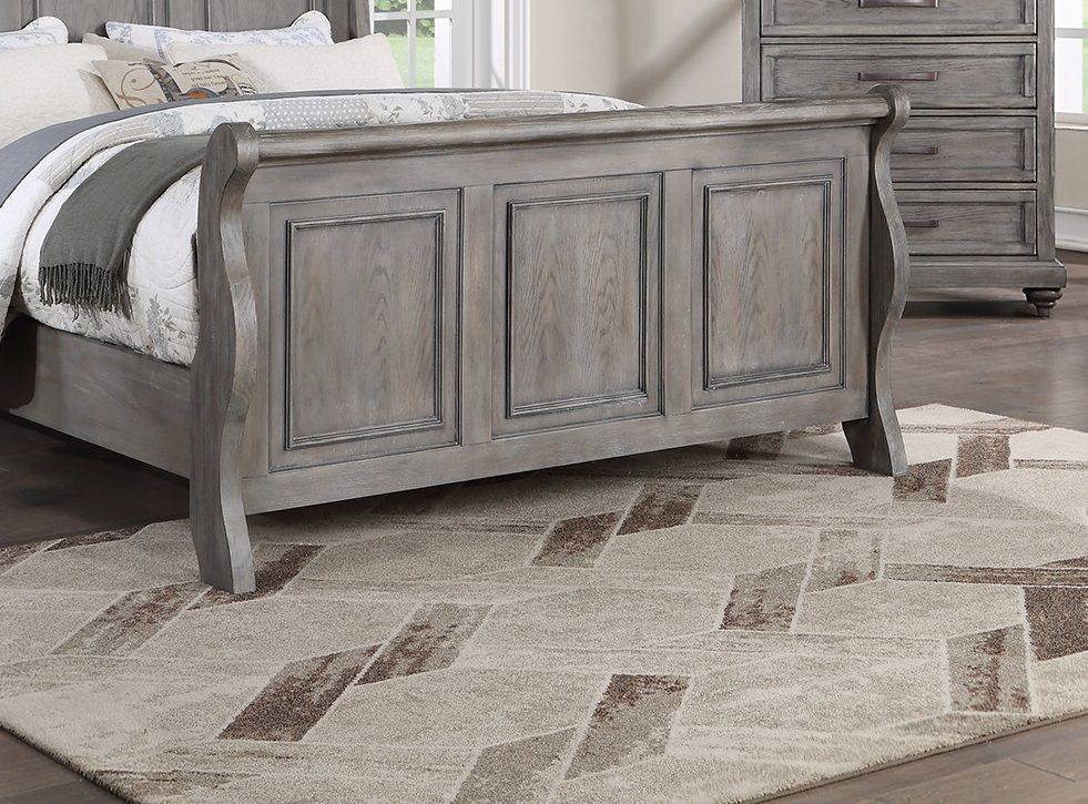 Buy farmhouse furniture Weathered Oak Farm | Grey Oak California King Size Farmhouse Bed - Modern Cottage Farmhouse Furniture