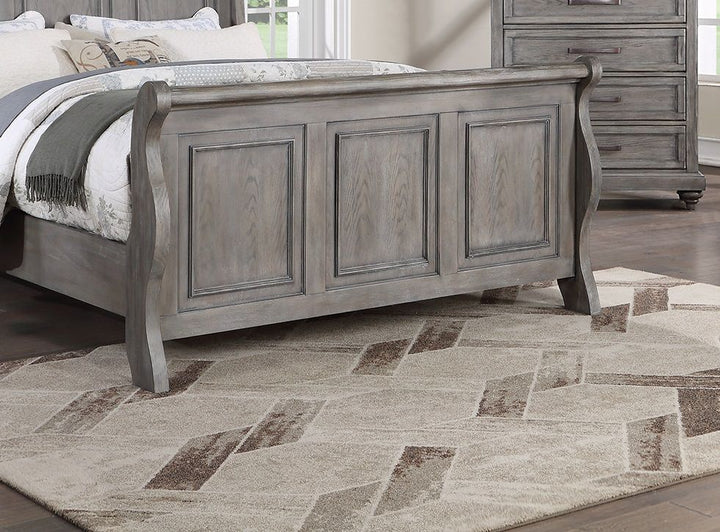 Buy farmhouse furniture Weathered Oak Farm | Grey Oak California King Size Farmhouse Bed - Modern Cottage Farmhouse Furniture