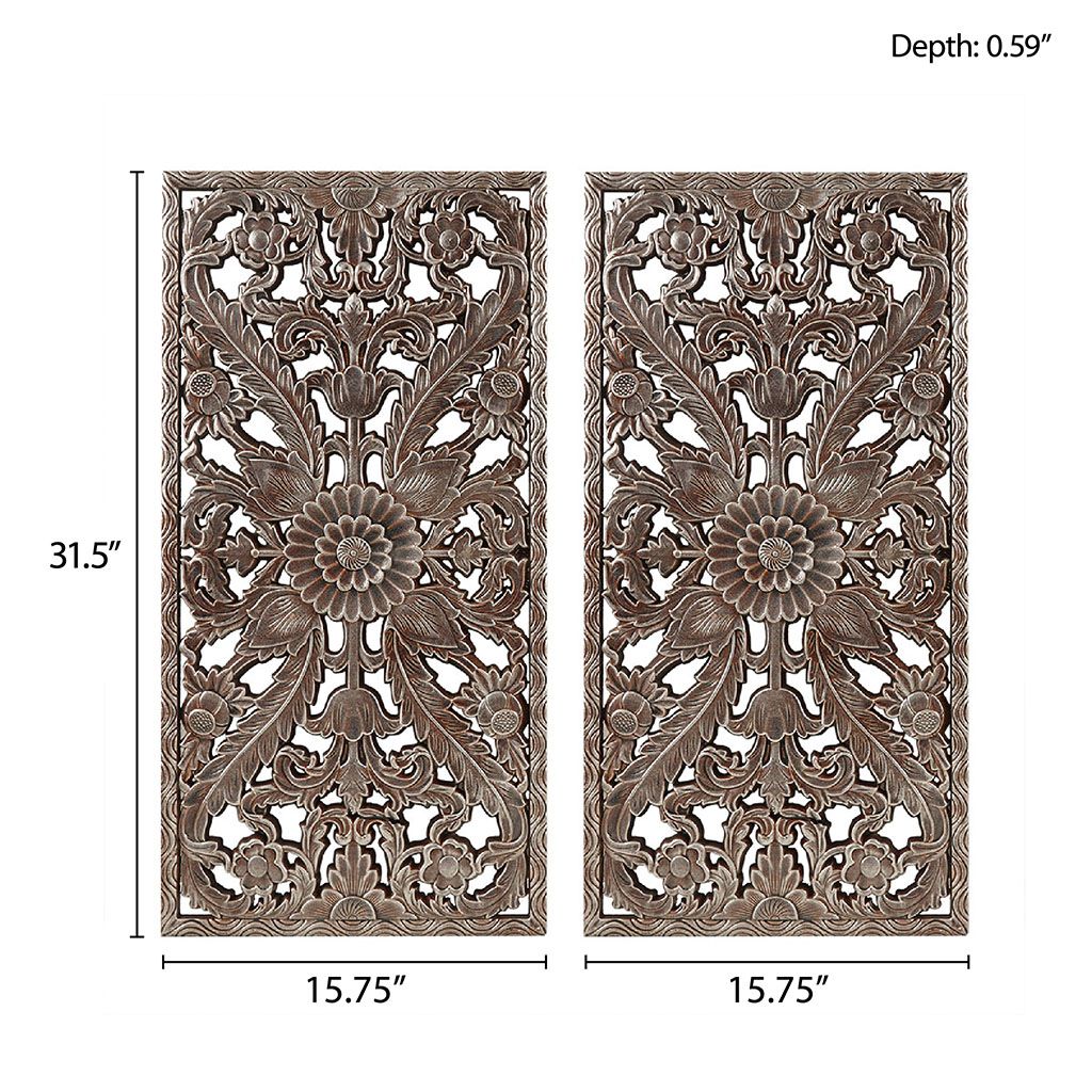 Buy farmhouse furniture Distressed Carved Wood 2-piece Wall Decor Set - Modern Cottage Farmhouse Furniture