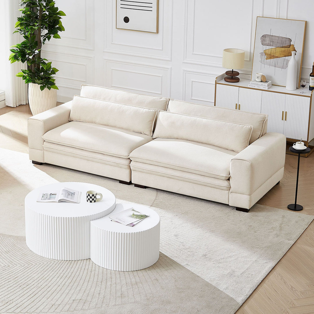 Buy farmhouse furniture Mid-Century Sofa Couch Modern Upholstered Couch for Livingroom,Bedroom, Apartment, Home Office Beige - Modern Cottage Farmhouse Furniture