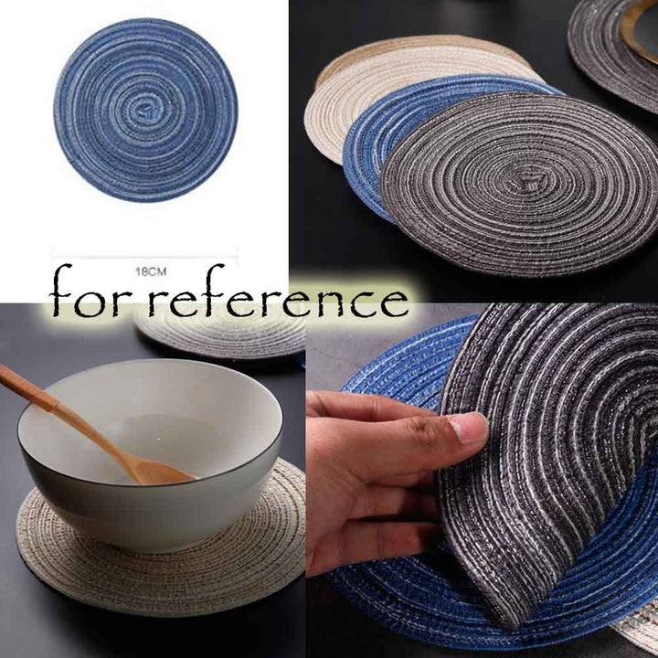 Buy farmhouse furniture Boho Braided Round Placemats Set of 4 | Beige Linen Farmhouse Table Mats - Modern Cottage Farmhouse Furniture