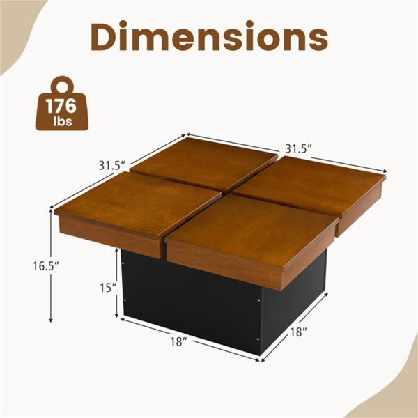 Buy farmhouse furniture Birch Wood Farm | Modern Farmhouse Luxury Square Floating Coffee - Modern Cottage Farmhouse Furniture