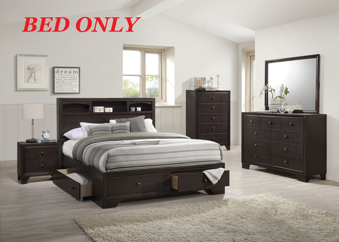 Buy farmhouse furniture Modern bedroom Storage Eastern King Size Bed Drawers Storage Headboard Footboard 1pc Bed Only. - Modern Cottage Farmhouse Furniture