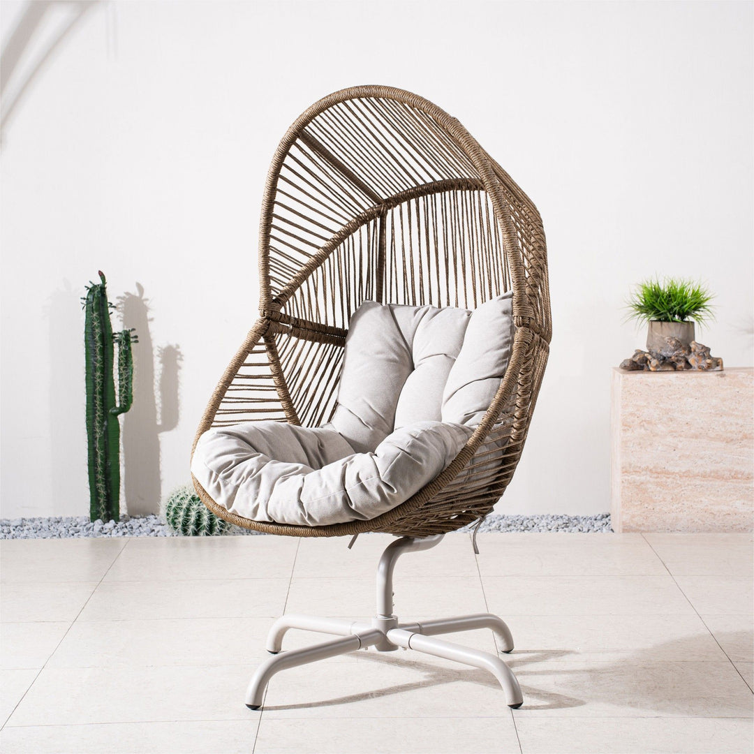 Buy farmhouse furniture Ecru Homestead | Brown Farmhouse Wicker Egg Rocking Contemporary Accent Chair - Modern Cottage Farmhouse Furniture
