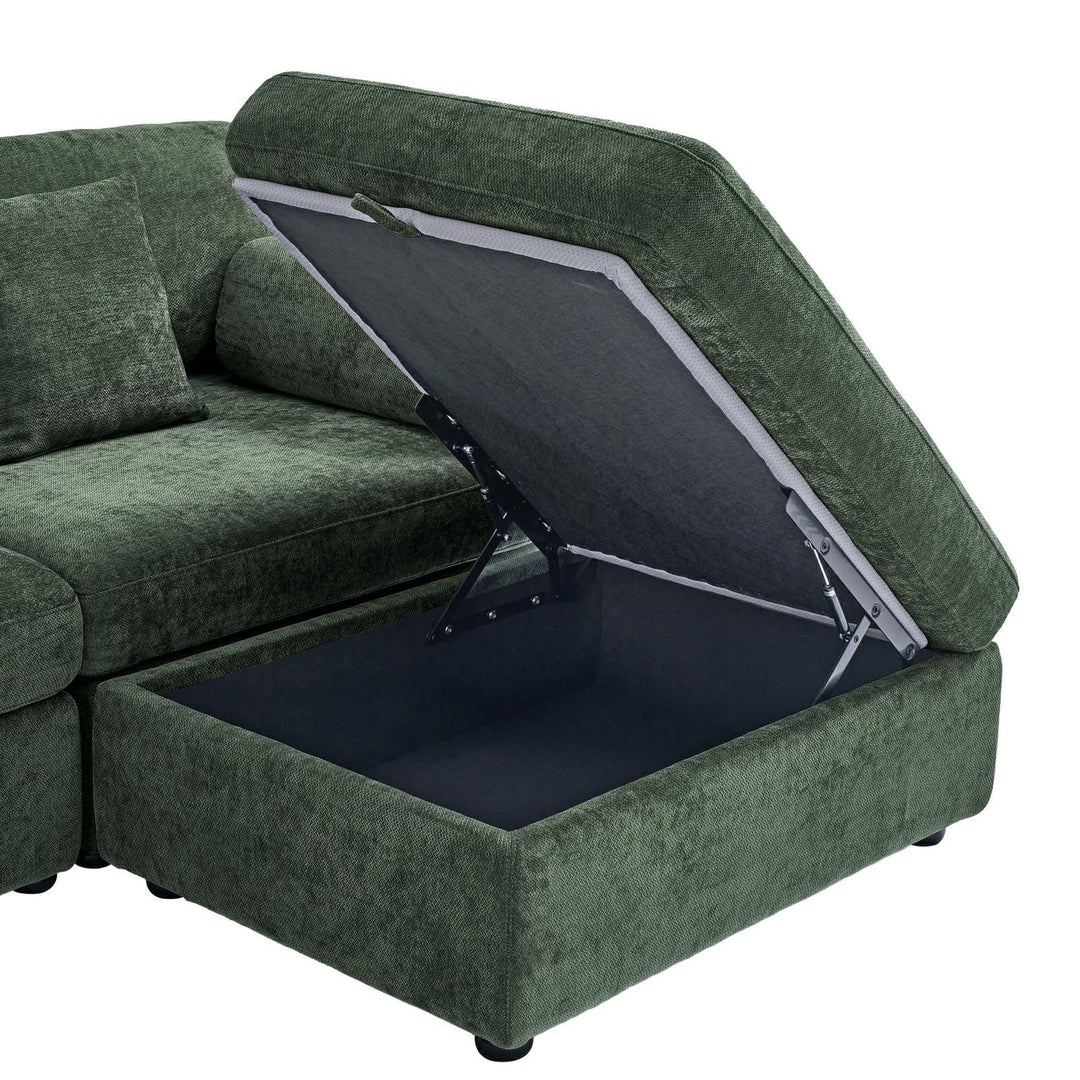 Buy farmhouse furniture Olea Farm | Oversized Green L-Shape 4 Seater Modular Farmhouse Sofa Couch - Modern Cottage Farmhouse Furniture