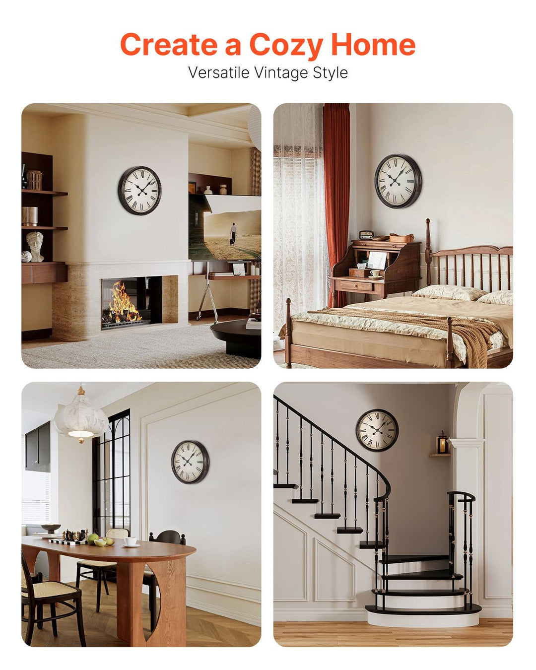 Buy farmhouse furniture 20 in Wall Clock Roman Numerals, Battery Operated Non Ticking Silent - Modern Cottage Farmhouse Furniture