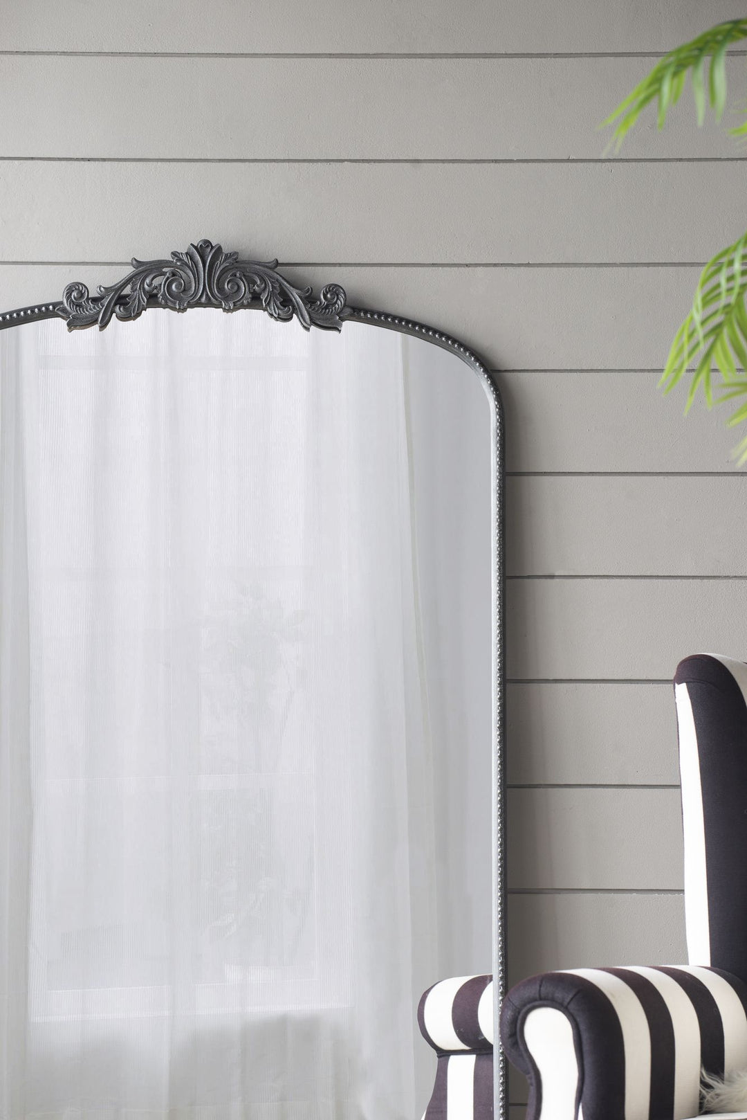 Buy farmhouse furniture Les Saules | Elegant Modern Farmhouse Black Contemporary Large Arched Full Length Mirror - Modern Cottage Farmhouse Furniture