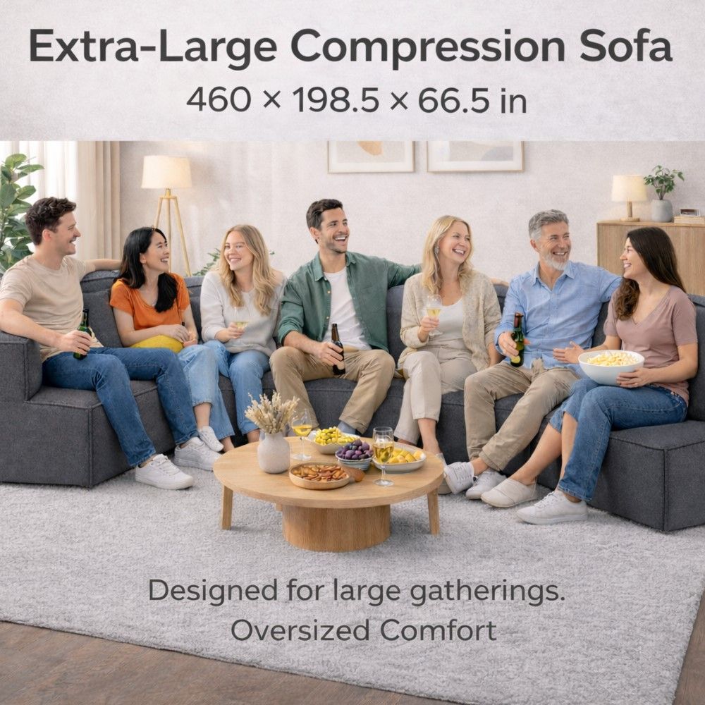 Buy farmhouse furniture Lily • Extra Large Extra Wide Modular Modern Farmhouse Compressed Sofa - Modern Cottage Farmhouse Furniture