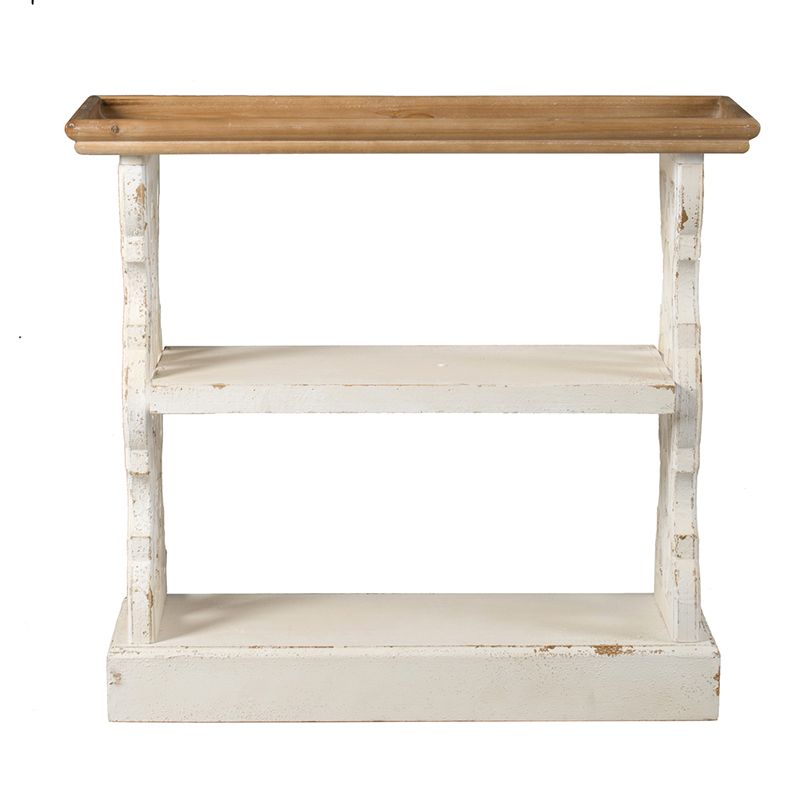 Buy farmhouse furniture Distressed Rustic White and Natural Wood Farmhouse Foyer Console Table - Modern Cottage Farmhouse Furniture