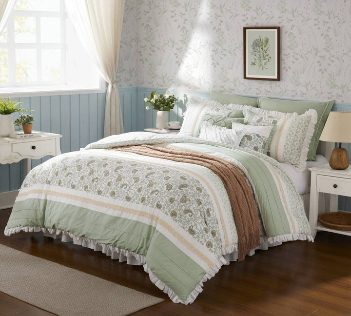 Buy farmhouse furniture 9 Piece Cotton Percale Comforter Set King - Modern Cottage Farmhouse Furniture