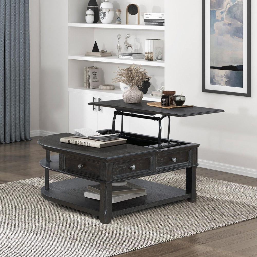 Buy farmhouse furniture Iron Oak Farm | Large Gray Modern Farmhouse Shelved Coffee Table - Modern Cottage Farmhouse Furniture