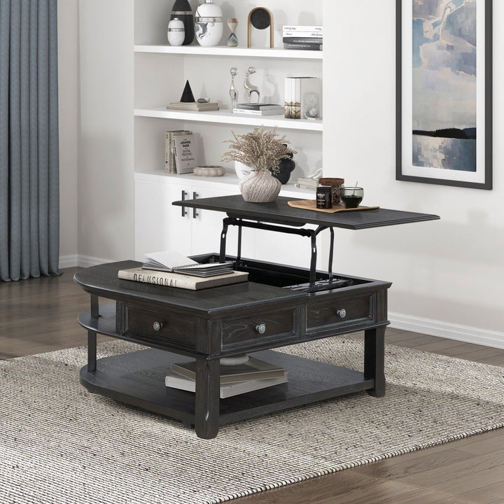 Buy farmhouse furniture Iron Oak Farm | Large Gray Modern Farmhouse Shelved Coffee Table - Modern Cottage Farmhouse Furniture