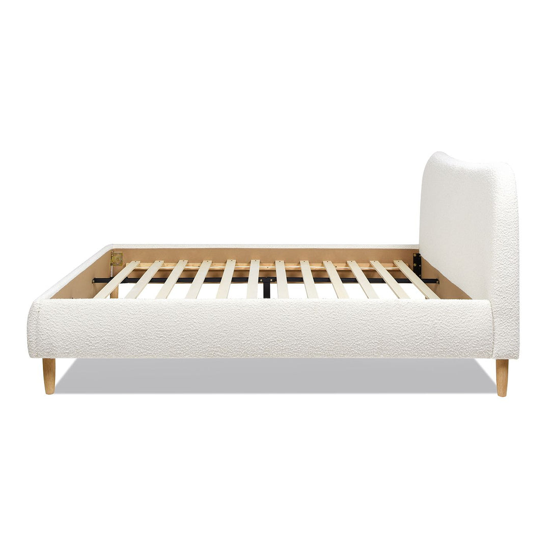 Buy farmhouse furniture Roman Curved Headboard Upholstered Platform Bed, King, Ivory White Boucle - Modern Cottage Farmhouse Furniture