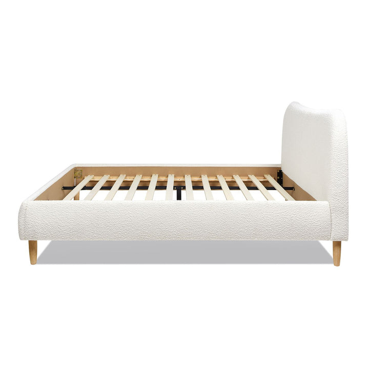 Buy farmhouse furniture Roman Curved Headboard Upholstered Platform Bed, King, Ivory White Boucle - Modern Cottage Farmhouse Furniture