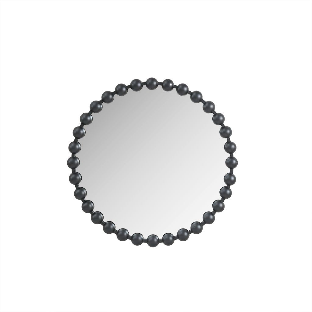 Buy farmhouse furniture Black Round Beaded Wall Mirror 27"D - Modern Cottage Farmhouse Furniture
