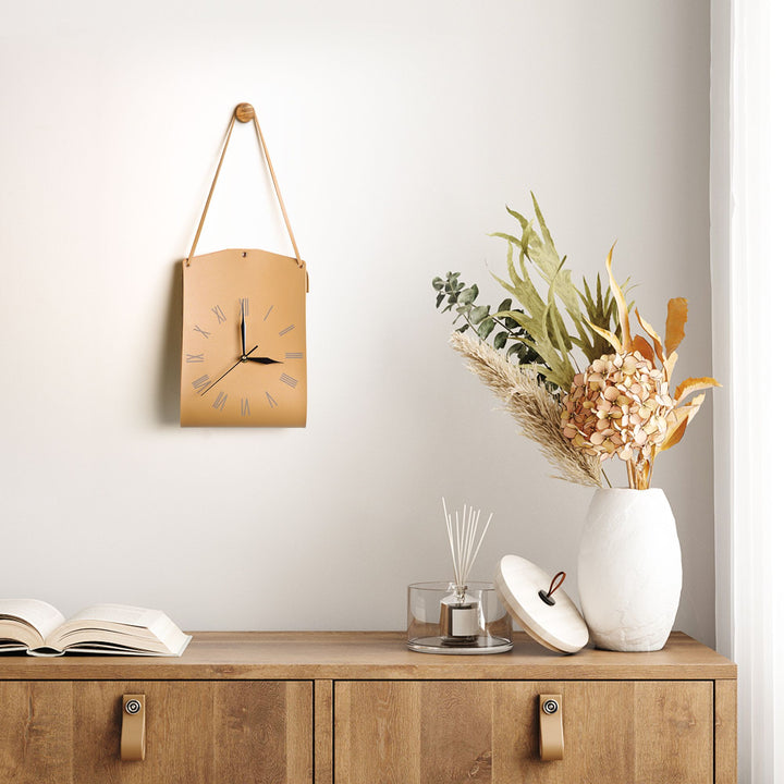 Buy farmhouse furniture Leather Wall Clock decorative quartz wall clock for bedroom living room hallway - Modern Cottage Farmhouse Furniture
