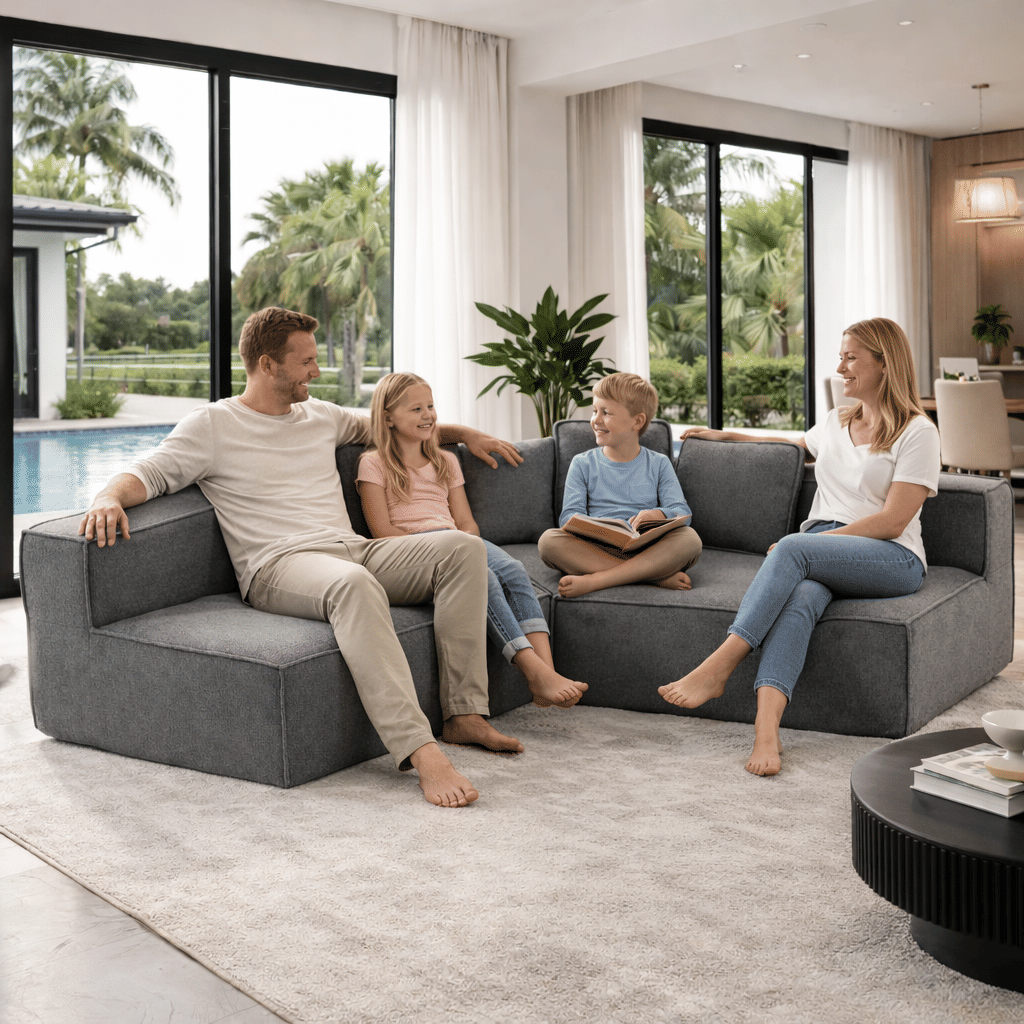 Buy farmhouse furniture The Haven • Extra Large Extra Wide Modular Modern Farmhouse Compressed Sofa - Modern Cottage Farmhouse Furniture