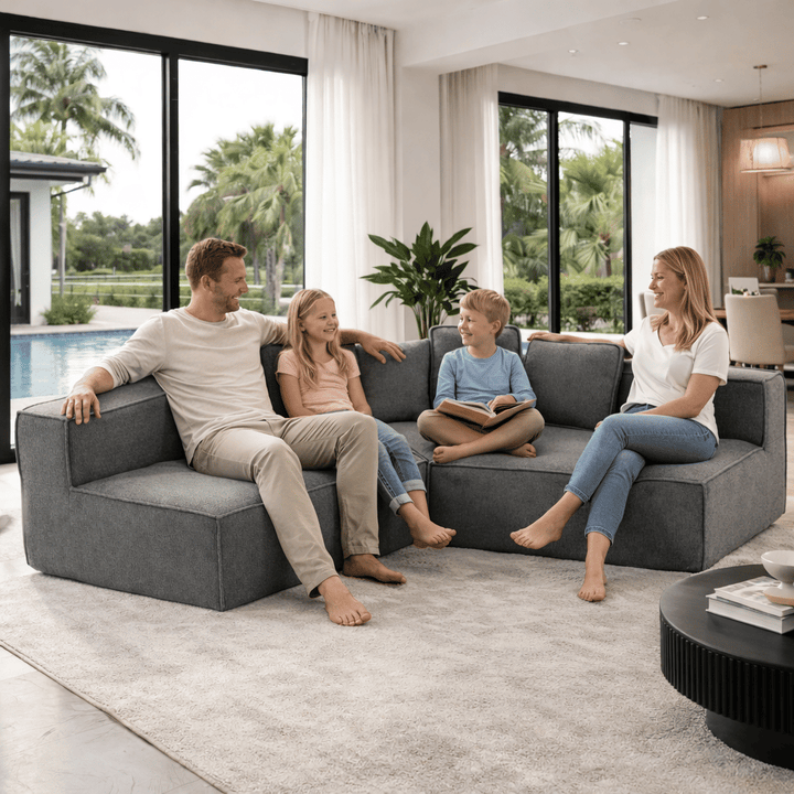 Buy farmhouse furniture The Haven • Extra Large Extra Wide Modular Modern Farmhouse Compressed Sofa - Modern Cottage Farmhouse Furniture