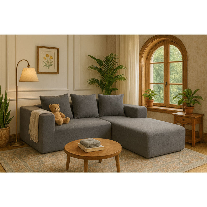 Buy farmhouse furniture Sole Terra | Simple Bouclé Minimalist Apartment Farmhouse Sofa Couch - Modern Cottage Farmhouse Furniture