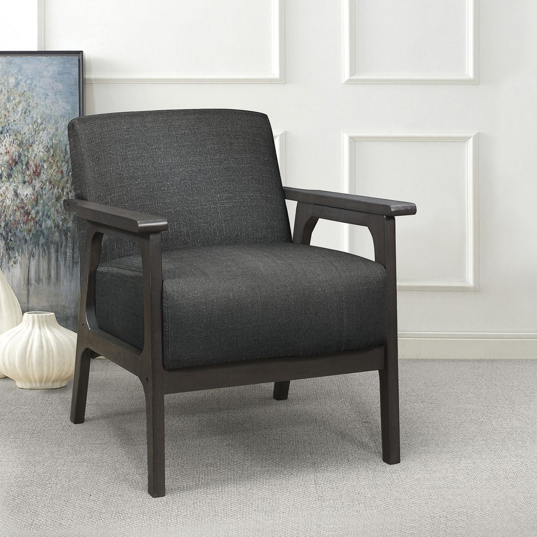 Buy farmhouse furniture Dark Gray Fabric Upholstered Accent Chair 1pc Solid Rubberwood Antique Gray Finish Living Room Furniture - Modern Cottage Farmhouse Furniture