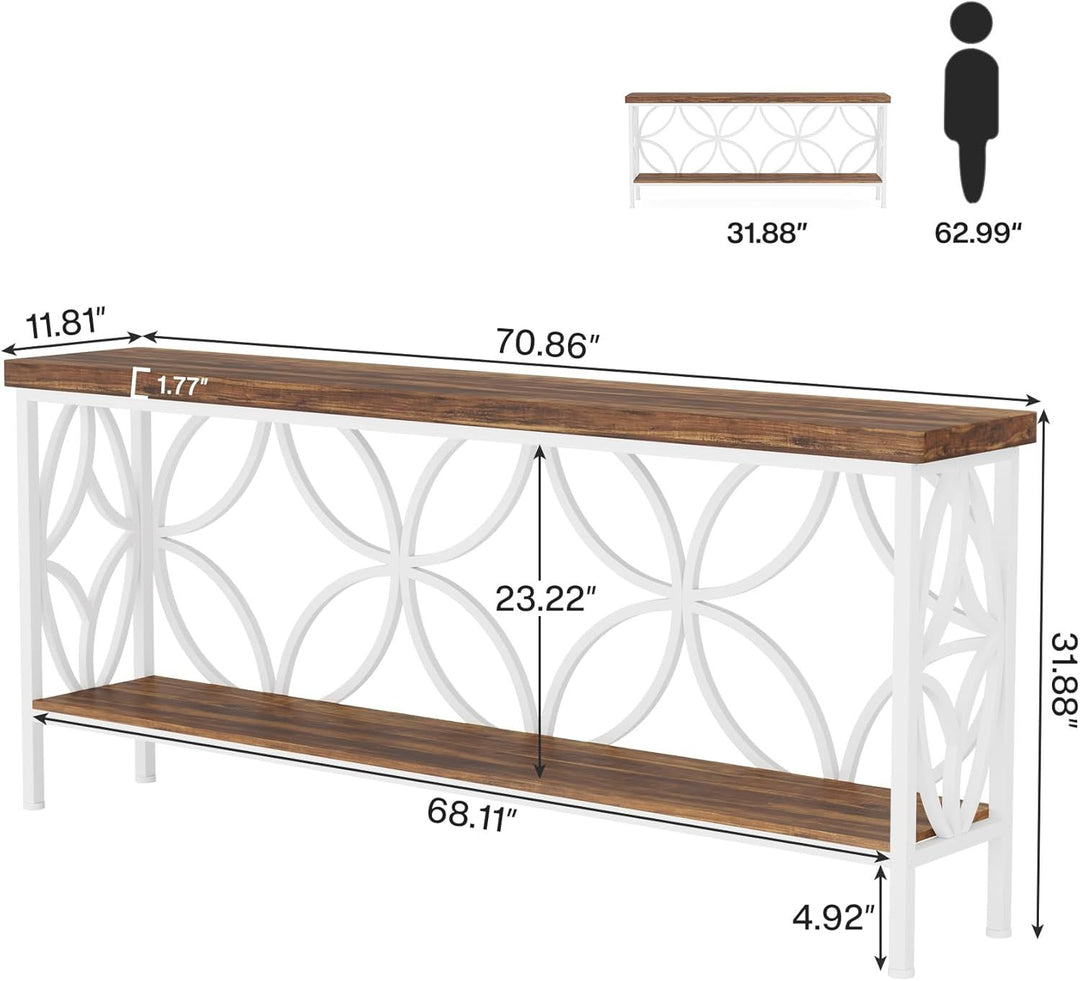 Buy farmhouse furniture Long Sofa Table Behind Couch, Entry Console Table - Modern Cottage Farmhouse Furniture