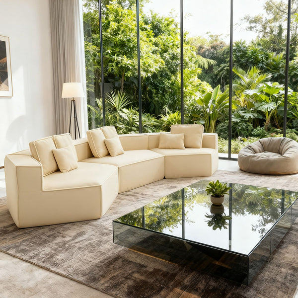 Lily • Extra Large Extra Wide Modular Modern Farmhouse Compressed Sofa - Modern Cottage Farmhouse Furniture