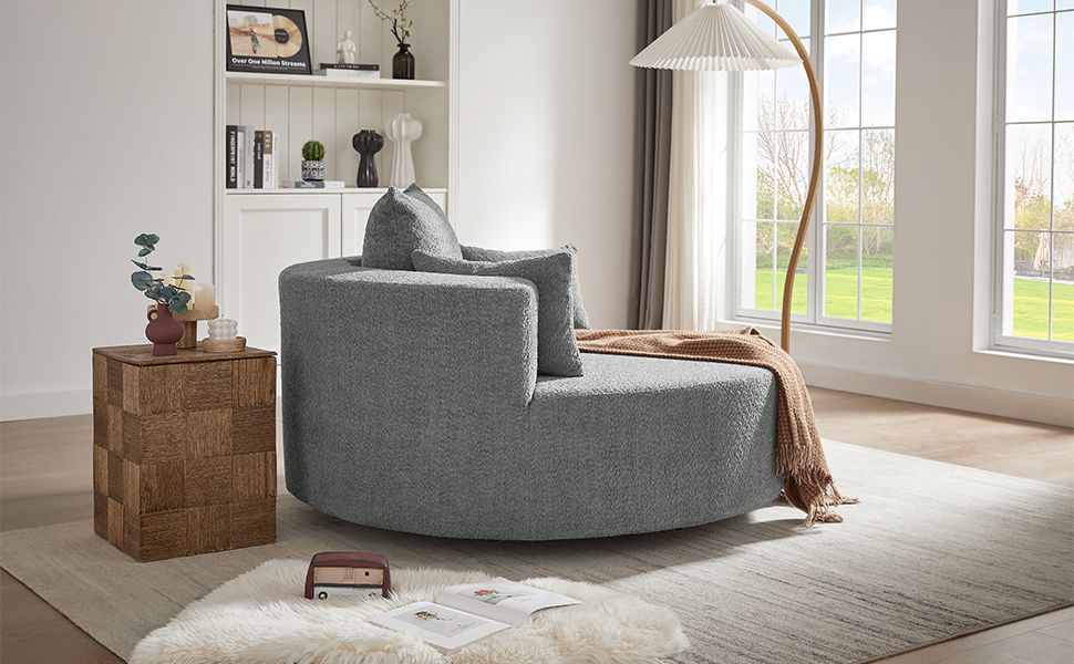 Buy farmhouse furniture Quiet Slate | Modern Gray Contemporary Swivel Circle Circular Sofa Accent Chair - Modern Cottage Farmhouse Furniture