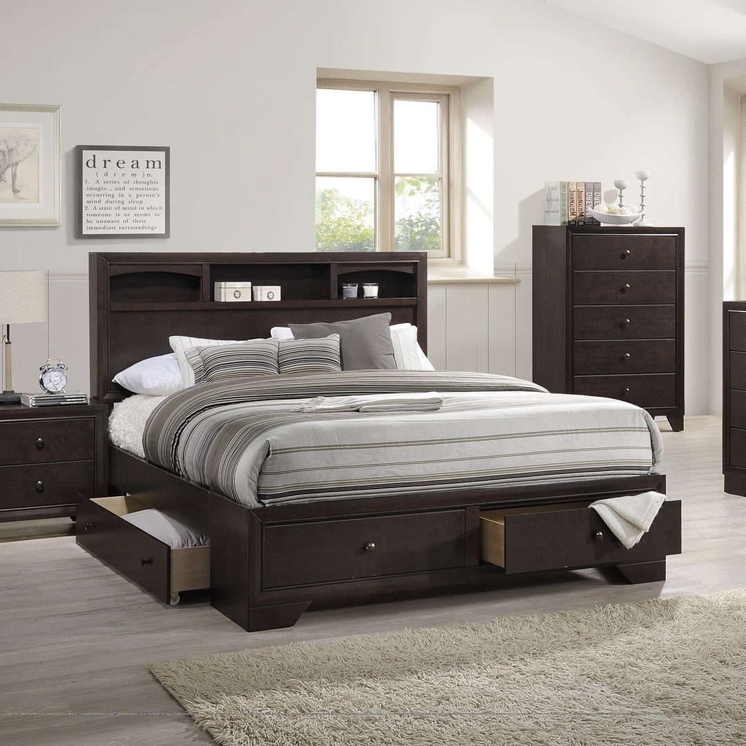 Buy farmhouse furniture Modern bedroom Storage Eastern King Size Bed Drawers Storage Headboard Footboard 1pc Bed Only. - Modern Cottage Farmhouse Furniture