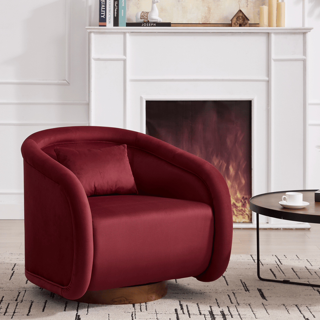 Buy farmhouse furniture Velvet Hearth | Velvet Red Contemporary Accent Chair - Modern Cottage Farmhouse Furniture