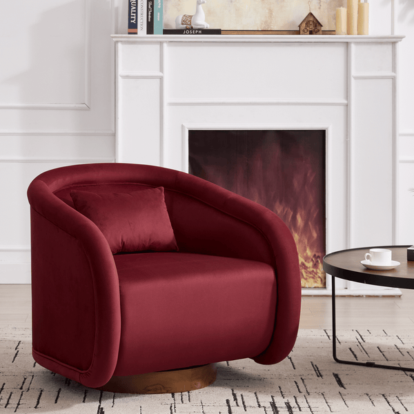 Buy farmhouse furniture Velvet Hearth | Velvet Red Contemporary Accent Chair - Modern Cottage Farmhouse Furniture