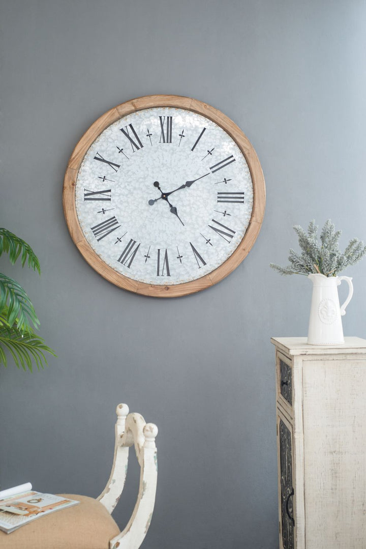 Buy farmhouse furniture 33 inch Farmhouse Grant Oversized Wall Clock with Fir Wood Frame - Modern Cottage Farmhouse Furniture