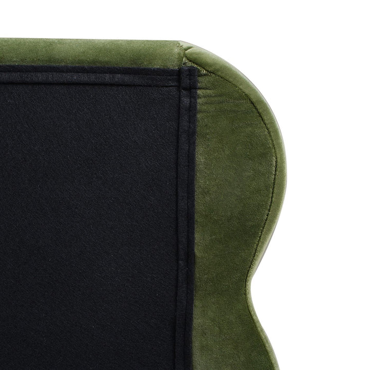 Buy farmhouse furniture Stockholm Modern Wavy Headboard Platform Bed, King, Olive Green Performance Velvet - Modern Cottage Farmhouse Furniture