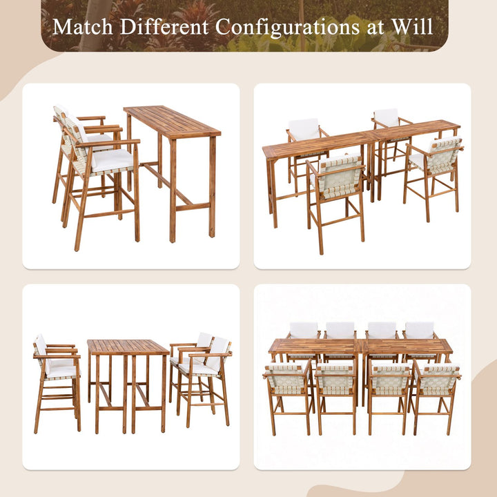 Buy farmhouse furniture 3 Piece Outdoor Modern Farmhouse Patio Bar Set - Modern Cottage Farmhouse Furniture