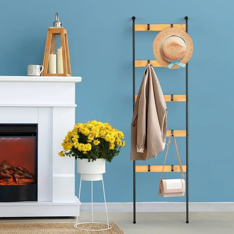 Buy farmhouse furniture Best Farmhouse Blanket Ladder | 10-Tier Rustic Wood Ladder with Hooks - Modern Cottage Farmhouse Furniture