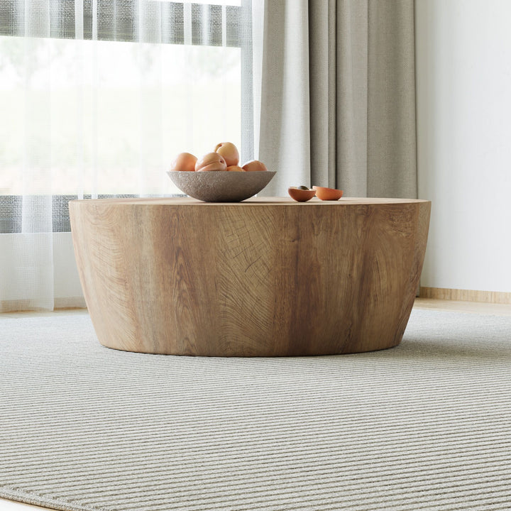 Buy farmhouse furniture White Oak Farm | Modern Farmhouse Wooden Round Coffee table - Modern Cottage Farmhouse Furniture