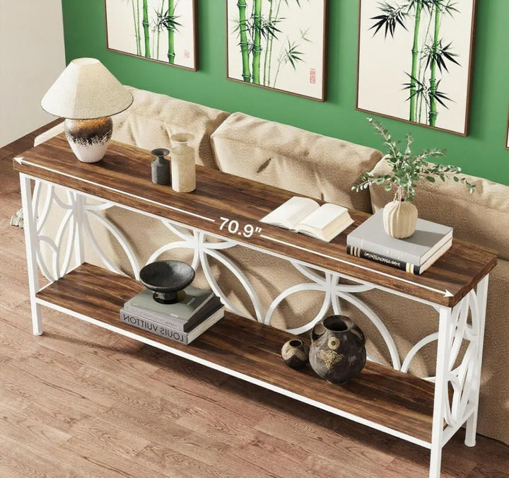 Buy farmhouse furniture Long Sofa Table Behind Couch, Entry Console Table - Modern Cottage Farmhouse Furniture