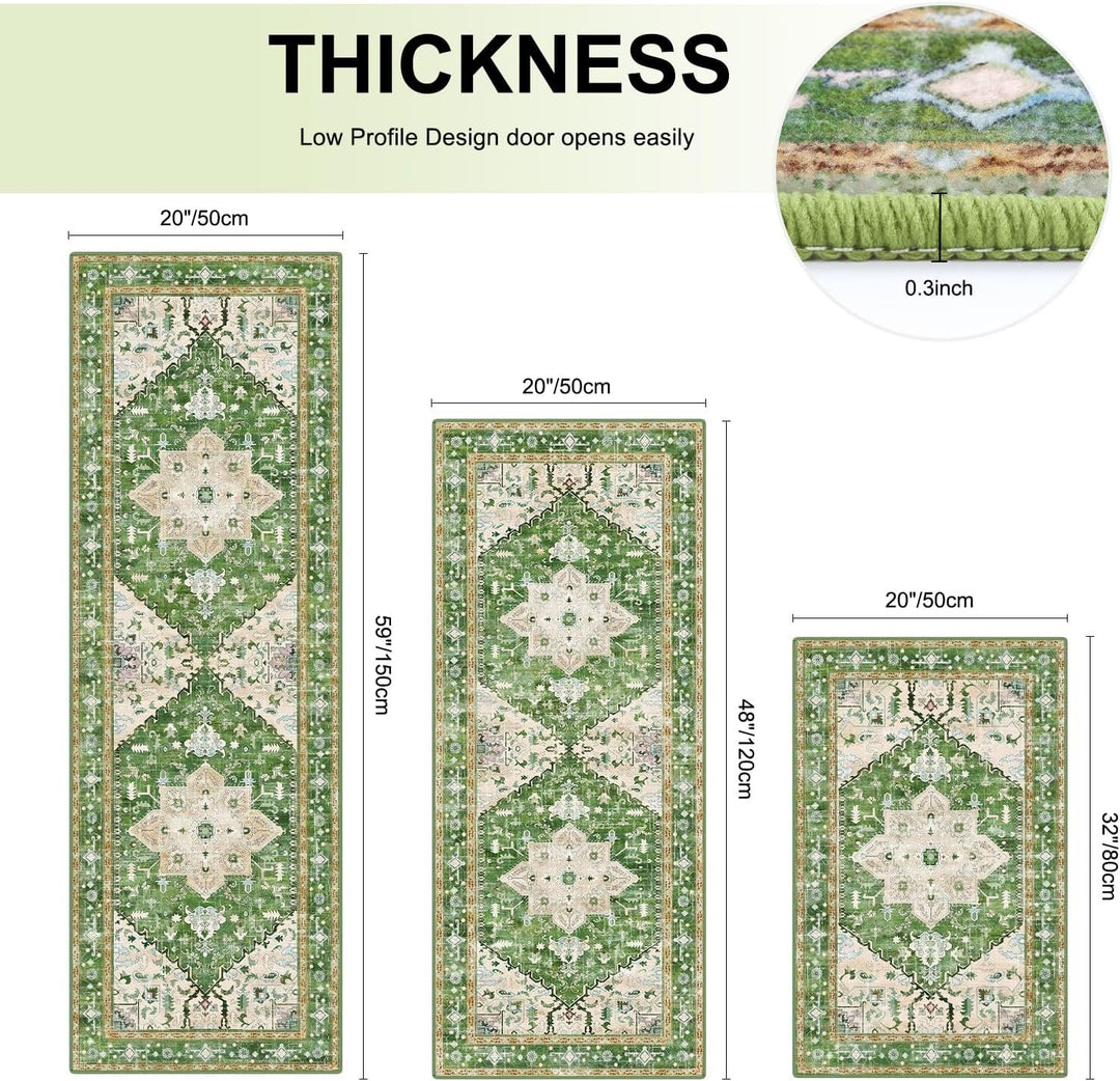 Buy farmhouse furniture Sets of 3 Sage Non Slip Farmhouse Kitchen Mats - Modern Cottage Farmhouse Furniture