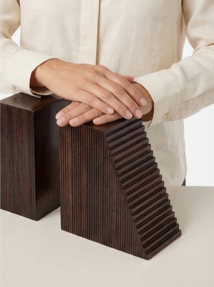 Buy farmhouse furniture Varnished Italian Modern Mahogany Book Ends (2) - Modern Cottage Farmhouse Furniture