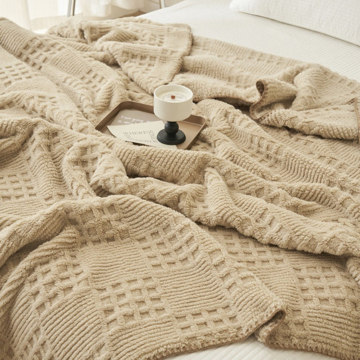 Buy farmhouse furniture Saddle Ridge | Beautiful Beige Modern Farmhouse Throw Blanket - Modern Cottage Farmhouse Furniture