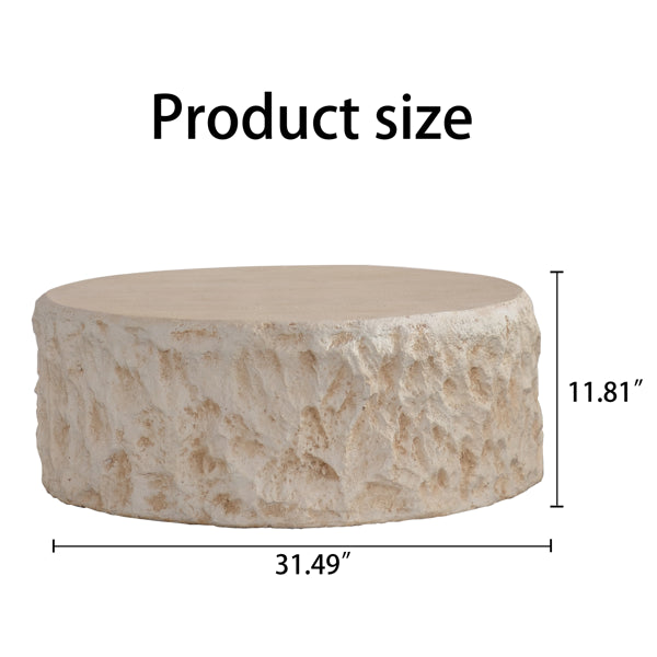 Helios | Circular Italian Mediterranean Limestone Artificial Coffee Table - Mediterranean Italian Contemporary Home Decor Furniture