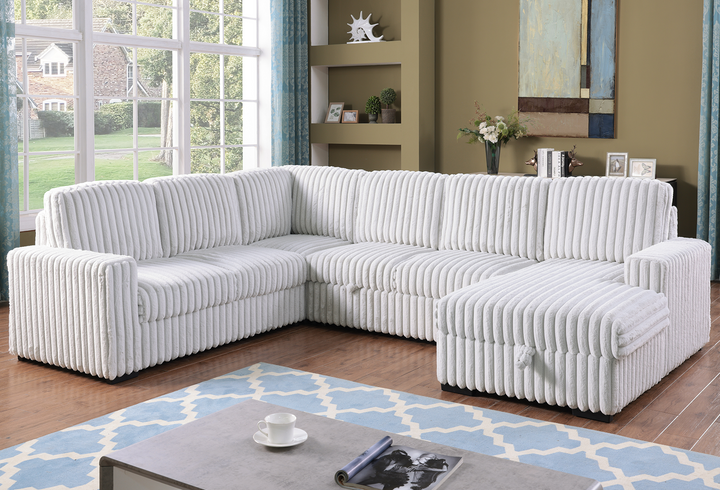 Valentina | Upholstered Oversized White U Shape Mediterranean Sofa Sectional - Mediterranean Italian Contemporary Home Decor Furniture