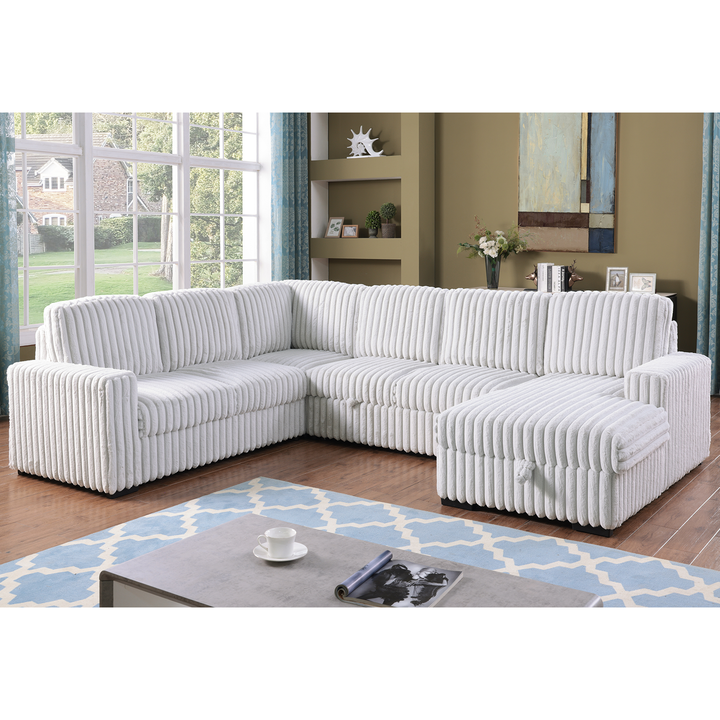 Valentina | Upholstered Oversized White U Shape Mediterranean Sofa Sectional - Mediterranean Italian Contemporary Home Decor Furniture