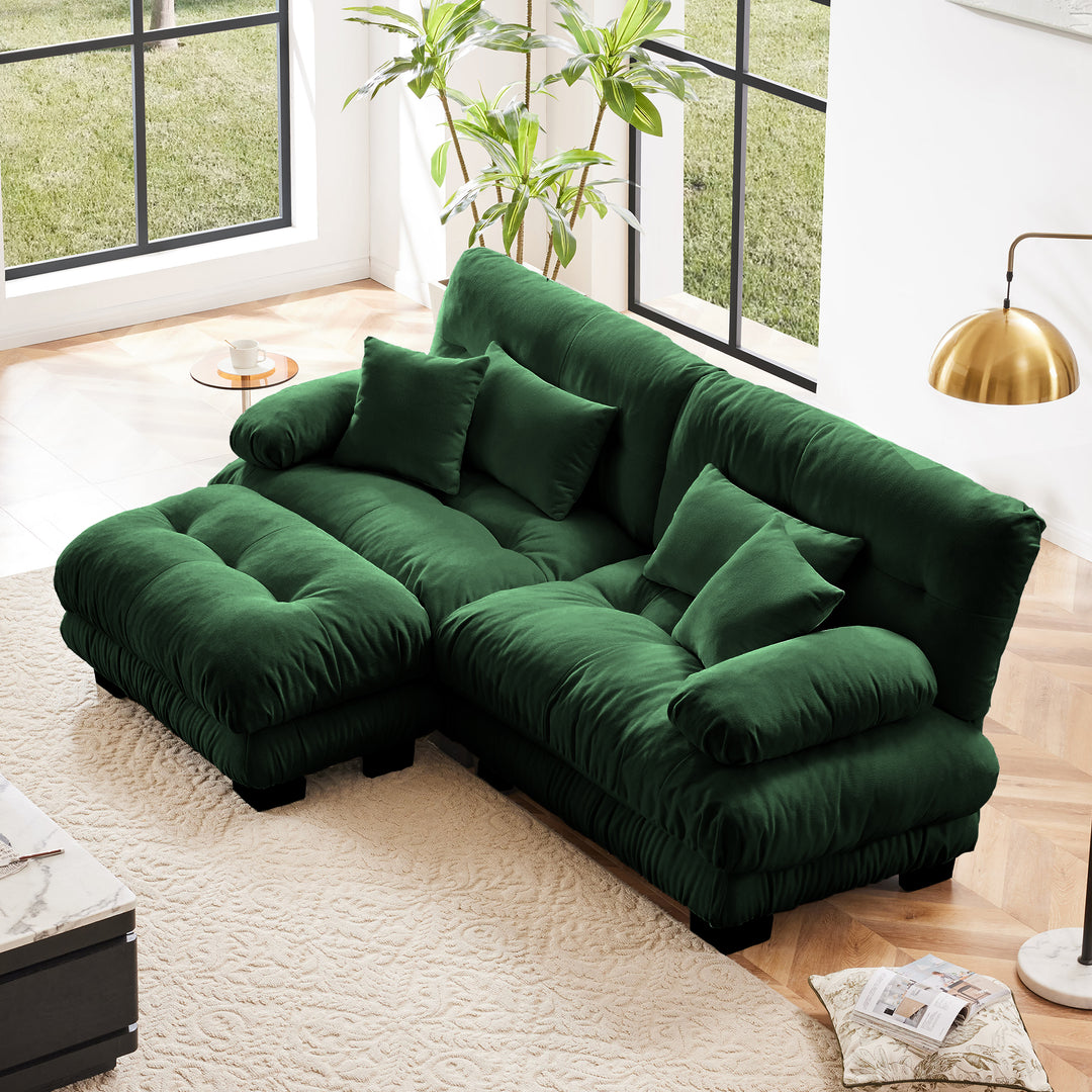 Marbella | Upholstered Mediterranean Luxury Cloud Green Wide Arm Sofa - Mediterranean Italian Contemporary Home Decor Furniture