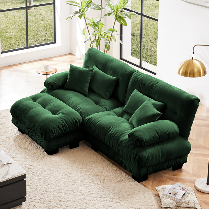Marbella | Upholstered Mediterranean Luxury Cloud Green Wide Arm Sofa - Mediterranean Italian Contemporary Home Decor Furniture